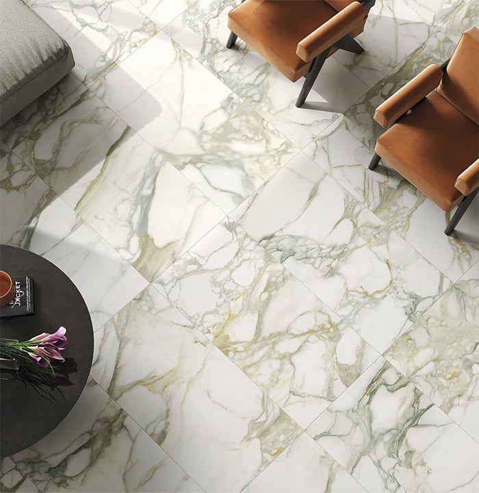 Select, marble-like Porcelain Slabss for indoor use