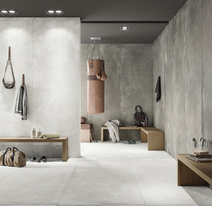Silver Walk On, concrete effect porcelain slabs